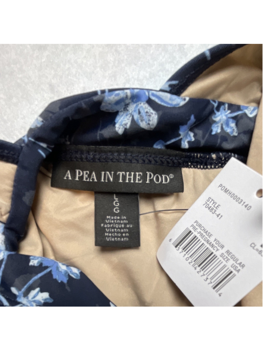 A Pea in the Pod Maternity One-Piece Swimsuit L Navy Blue Floral Underwire G - Picture 7 of 10